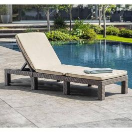 Sillón lounge con cojines imitación resina trenzada ALLIBERT - 4 posiciones - Daytona - Beige Precio: 148.50000033. SKU: S7169141