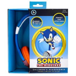 OTL Technologies Auriculares infantiles Sonic the Hedgehog, volumen limitado 85dB, Jack 3.5mm, para niños 3-7 años