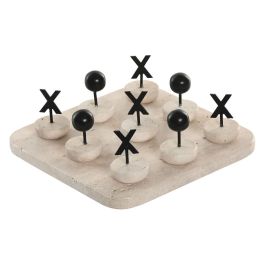 DKD Home Decor Juego de Mesa Moderno de Mármol Travertino y Metal Beige Negro 20x1.8x20 cm Precio: 35.50000003. SKU: B1C9CNNMS3
