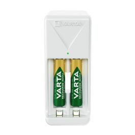 Varta Cargador de Pilas 2 AA/AAA Mini con 2xAAA 800 mAh, Carga Lenta y Seguridad Integral, Blanco