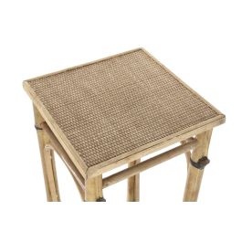 DKD Home Decor Mesita Auxiliar de Ratan Natural Estilo Balines, 36x85x36 cm, con Estante