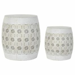 Mesita Auxiliar Arabe DKD Home Decor Blanco Dorado 40 x 42 x 40 cm Set de 2 Precio: 115.49999945. SKU: B1A62LD7GM