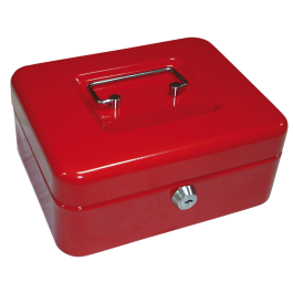 Caja caudales Q-connect 200x160x90 mm Roja con Portamonedas, Bandeja Extraíble y Estructura de Acero