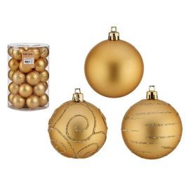 Set de Bolas de Navidad Dorado PVC Ø 6 cm (4 Unidades)