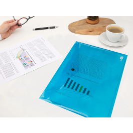 Liderpapel 34042 Carpeta Dossier con Broche, Polipropileno, DIN A4, Azul Transparente, Capacidad 50 Hojas