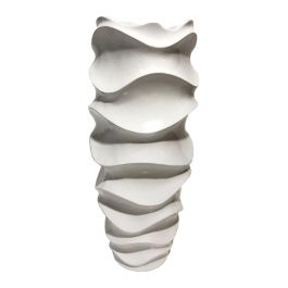 DKD Home Decor Macetero Moderno Blanco 44 x 101 x 44 cm Fibra de Vidrio con Diseño Ondulado