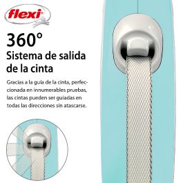 Flexi Correa Retráctil New Comfort S Cinta 5M Azul Claro Bicolor para Perros Pequeños, Mayor Control y Compatible Accesorios