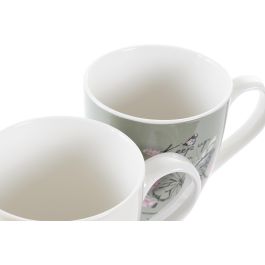 DKD Home Decor Greature 3 Mug Shabby Rosa Beige Porcelana New Bone 550ml (12 Unidades) 14.5 x 11.3 x 14.5 cm