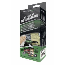 Motorkit Cs48 MOT1004 Kit Toallitas Restaurador Faros Coche Elimina Amarilleo, Oxidación y Arañazos en Plástico PC (2 Faros)