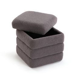 Puf Cuadrado Teddy Gris con Almacenaje Versa 40x42 cm - Algodón y Madera MDF Puf Cuadrado Teddy Gris con Almacenaje Versa 40x42 cm - Algodón y Madera MDF