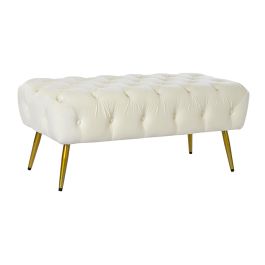 DKD Home Decor Descalzadora Glam Crema Dorado, Banqueta Poliéster y Metal, Ancho 103cm Profundidad 46cm Alto 42cm, Altura Asiento 42cm Desmontable Precio: 123.8900003. SKU: B1K74LF8VB