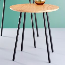 Day Mesa Auxiliar Redonda Diámetro 40 cm Altura 40 cm MDF PVC Patas Negro Mate