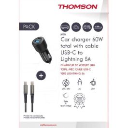 Thomson THO3513767400046 Pack Cargador de Coche 60W con Cable USB-C a Lightning 5A 1.5m Thomson THO3513767400046 Pack Cargador de Coche 60W con Cable USB-C a Lightning 5A 1.5m
