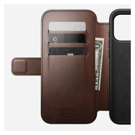 Nomad iPhone 17 Pro Max Funda Folio Modern Leather Rustic Brown con Cierre Magnético, MagSafe y Bolsillo para 3 Tarjetas