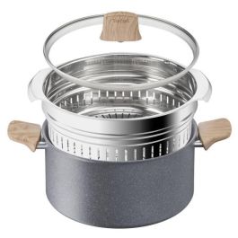 TEFAL G2669002 NATURAL FORCE Cacerola de 24 cm + cesta vaporera + tapa, Mineralia + revestimiento antiadherente, todas las placas de cocción incluida la inducción