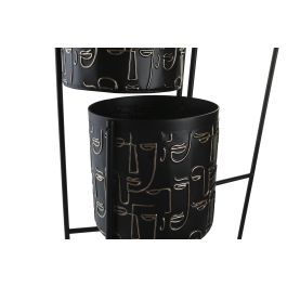 DKD Home Decor Macetero Moderno Negro Dorado Metal 22 x 22 x 93 cm