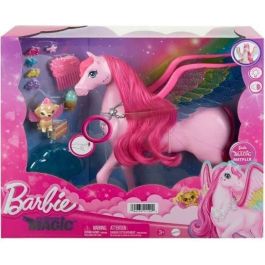 Caballo pegaso de barbie un toque de magia con luces y sonidos, incluye un perrito mágico y accesorios