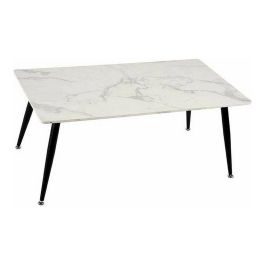 Giftdecor Mesa de Centro Efecto Mármol Blanco, Fabricada en DM y Melamina, con Patas Metálicas 60x110x45 cm