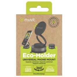 Muvit For Change MCCHL0035 Soporte Magnético Universal Coche y Sobremesa con Ventosa Plegable para Smartphone Negro