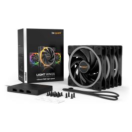 Be Quiet! LIGHT WINGS 120mm PWM high-speed ARGB Triple-Pack Ventilador 12cm 2500 RPM Negro 3 Unidades