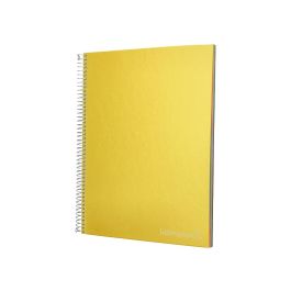 Cuaderno Espiral Liderpapel A4 Micro Jolly Tapa Forrada 140H 75 gr Cuadro 5 mm 5 Bandas4 Taladros Color Amarillo