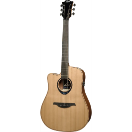 LAG Guitarra Acústica Dreadnought Cutaway A/E Blue Wave 2 Zurdos Natural