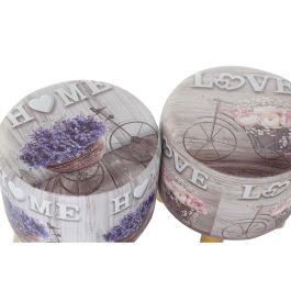 DKD Home Decor Reposapiés Shabby Gris Lila de PU y Pino, 30x30x30 cm, Altura 32 cm, con detalle Bicicleta, Pack de 2 Unidades DKD Home Decor Reposapiés Shabby Gris Lila de PU y Pino, 30x30x30 cm, Altura 32 cm, con detalle Bicicleta, Pack de 2 Unidades