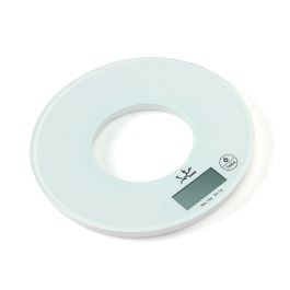 Jata Hogar Báscula Electrónica Redonda 5 kg Graduación 1g Tara Base Cristal Seguridad