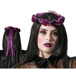Cinta Floral Violeta y Negra con Lazos para Mujer. Ideal para Halloween y Temáticas Góticas. Precio: 1.8634. SKU: B1AJNE33MW
