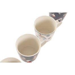 DKD Home Decor Mug Atlantico Porcelana New Bone Azul Marino Rojo Veleros 400ml 10 x 9 x 13.5 cm (12 Unidades)