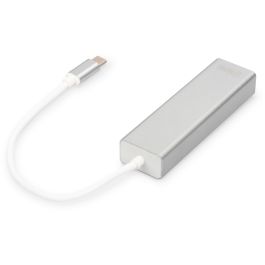 Digitus Adaptador USB 3.0/C a Gigabit Ethernet y Hub de 3 Puertos USB 3.2 Gen 1 Blanco