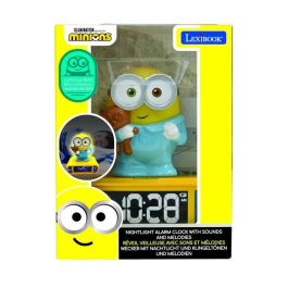 LEXIBOOK Reloj Despertador Minions Luz Nocturna 3D con Pantalla LCD Retroiluminada y Melodías