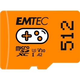 EMTEC M512GB UHS I U3 V30 A2 Tarjeta de Memoria Gaming 512GB Orange para Almacenamiento y Rendimiento Óptimo