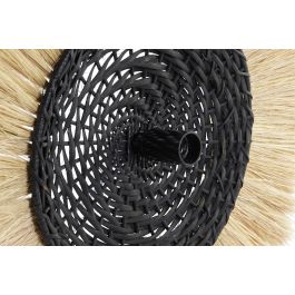 DKD Home Decor Lámpara Aplique de Pared Estilo Colonial con Pantalla de Yute y Cuerpo de Hierro 42x42cm Natural Negro E14 25W