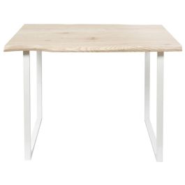 Home Deco Factory Mesa de comedor Essentiel 110x75 cm con patas de metal blanco, estilo rústico