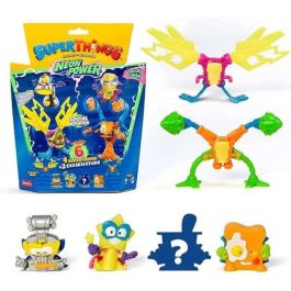 Superthings Pack 6 Figuras de Acción Neon Power - Incluye 4 Superthings y 2 Exoskeletons, Modelos Surtidos