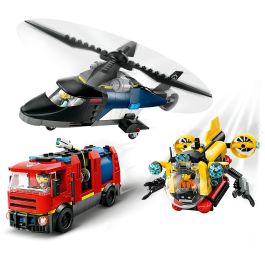 LEGO 60462 City Set de Construcción: Helicóptero, Camión de Bomberos y Submarino Modular - Juguete Infantil 7+ Años