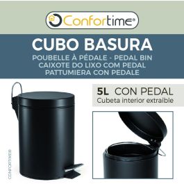 Confortime Cubo Basura Metal con Pedal 5 Lt Negro
