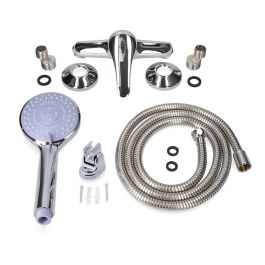 Edm Grifo Monomando de Ducha Empotrado Serie Saona Cromado con Accesorios Cartucho Cerámico Cuerpo Latón Mango Zinc