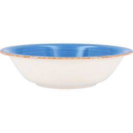 Quid Ensaladera Cerámica Vita Azul 23 cm, Set de 6 Unidades, Apilable, Apto Lavavajillas y Microondas, Pintada a Mano.