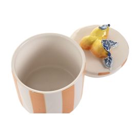DKD Home Decor Limones 25 Bote Mediterraneo Naranja Amarillo Gres 10.2 x 12.5 x 10.2 cm (4 Unidades)