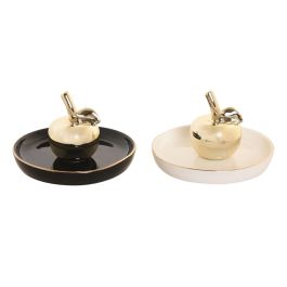 DKD Home Decor Anillero Manzana Glam Porcelana Surtido Blanco Negro Dorado 13x7.5x13 cm (6 Unidades) Precio: 34.59000017. SKU: B135XQAA9J