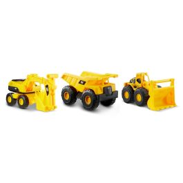 Funrise Pack 3 Vehículos Caterpillar 82284 18cm Volquete Excavadora Pala Cargadora Plástico Rueda Libre Partes Articuladas +2 Años