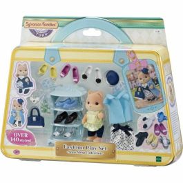 Sylvanian Families Maleta de Moda de Hermana Mayor Perro Caramelo con Estante para Zapatos y Ropa, Juego de Rol para Niños +3 Años