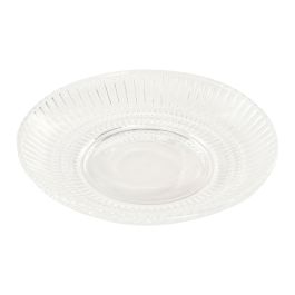 DKD Home Decor Plato Basicos de Cristal Transparente 14x14x2.3 cm - Pack de 4 Unidades - Apto Microondas y Lavavajillas