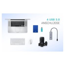 I-tec Hub USB-C con 4 Puertos USB 3.0 para Ordenador Portátil, Tablet y Teléfono Inteligente, Conexión Rápida de Datos y Carga