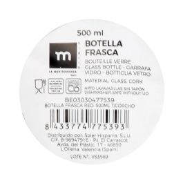 Botella Frasca Red 500 ml T/Corcho La Mediterranea (16 Unidades) Botella Frasca Red 500 ml T/Corcho La Mediterranea (16 Unidades)