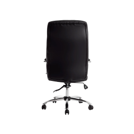 Q-connect Silla de Dirección en Similpiel Negra con Base Metálica Cromada, Mecanismo, Reposabrazos Cromados, Altura Máx 1250 mm, Ancho 610 mm, Profundidad 700 mm, Ruedas Premium