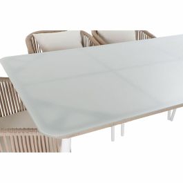 Mesa Terraza Y Jardin DKD Home Decor Beige Blanco 90 x 75 x 160 cm Set de 7