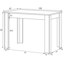 Loungitude AUC8423490267173 Mesa de comedor LILIAN L109 x P67cm - Diseño Blanco y Madera